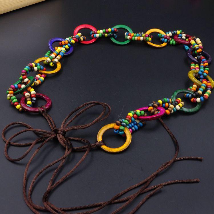 

ladies woven belts handmade 166*2.3CM vintage Ethnic Bohemia style tassels Waxed rope high quality creative accessories belts, Black