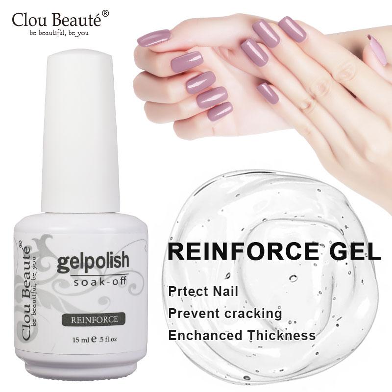 

Clou Beaute 15ml ReinForce Nail Gel Base Coat No Wipe Top Coat Bling UV Gel Nail Polish Semi Permanent Lacquer Lak Long-Lasting, 11305