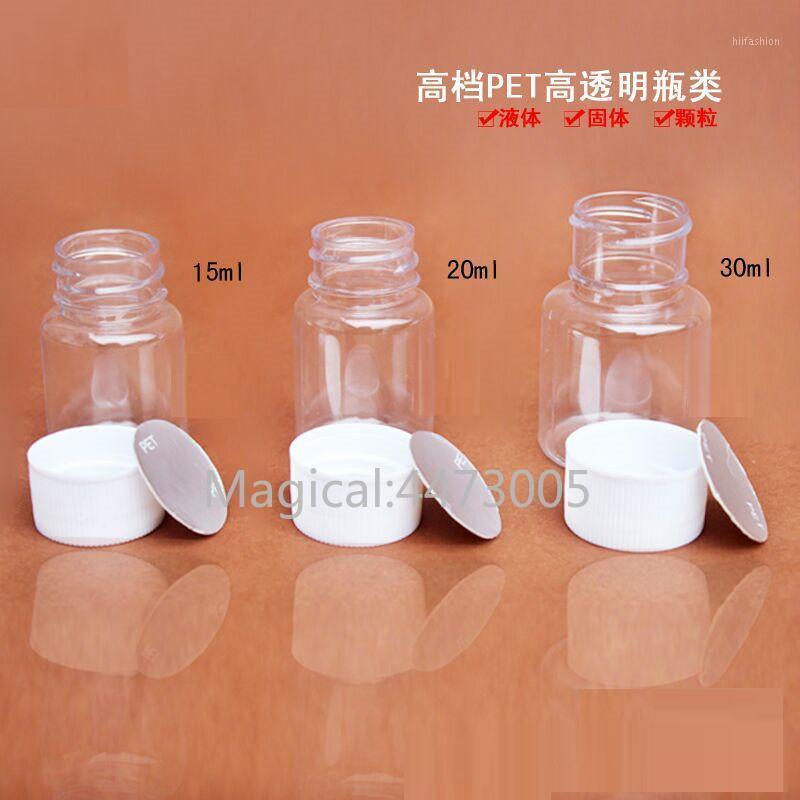 

15/20/30ml transparent PET white cap plastic bottle seal liquid bottle small empty packing container wholesale1