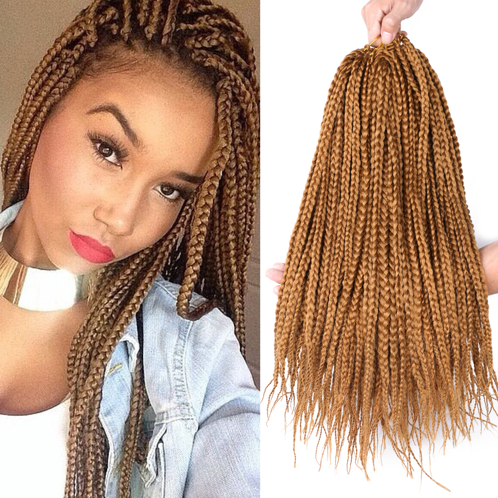 

Shanghair Box Braids Crochet Hair 18 Inch 22 Strands/pcs Black Brown Bug Ombre Braiding Hair Extensions Crochet Braids 80g/pcs, 1b