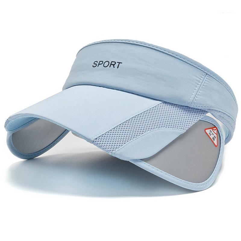 

Empty Top Hat Retractable Women Man Sun Spring And Summer Baseball Cap Outdoor Unisex Visor Wide Brim Hats, Blue;gray
