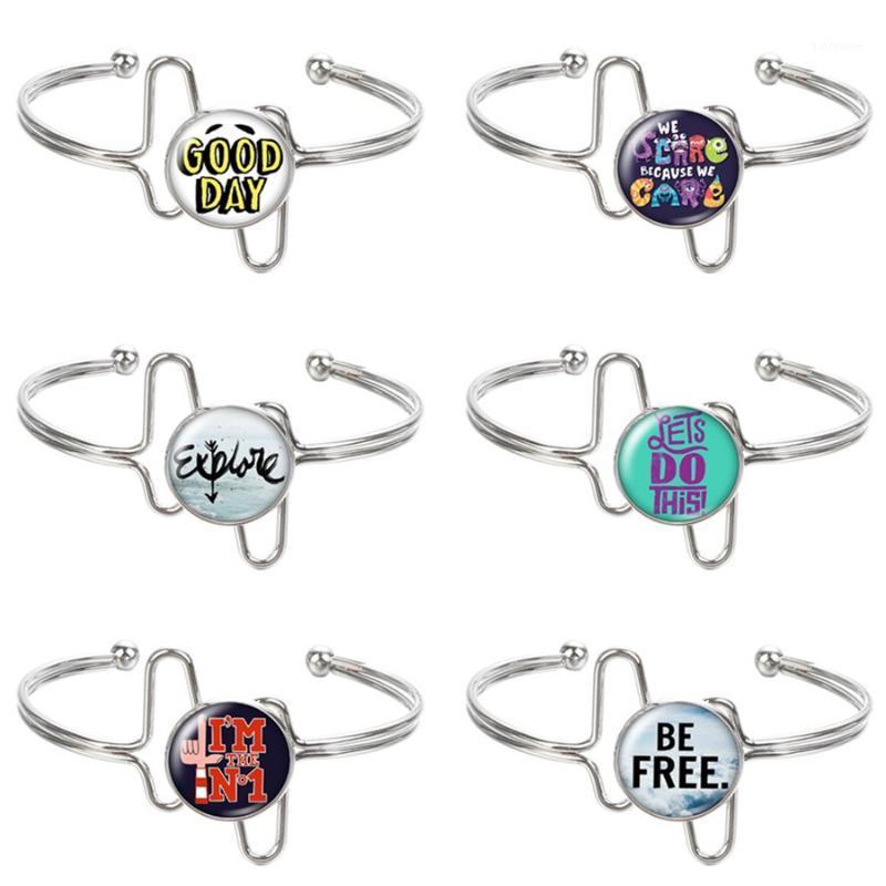 

New Planted silver color/golden Cuff Glass Cabochon BE FREE words Verse Bangle Bracelet For Women jewelry Gift ZB0040/00421