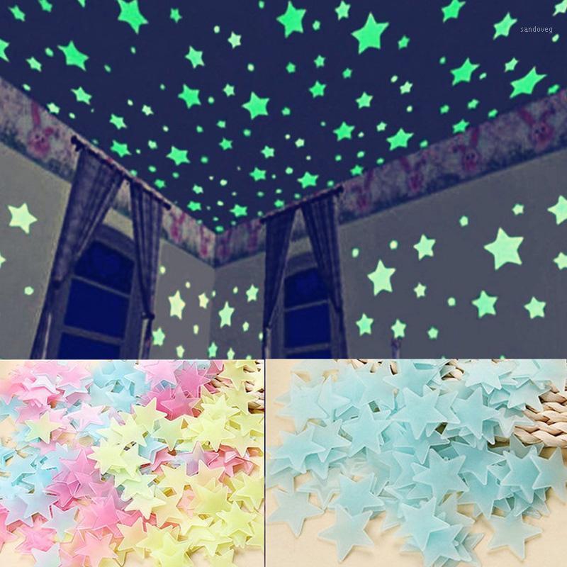 

100pcs Luminous 3D Star Wall Stickers Glow In The Dark Stars Sticker Decals for Kids Baby rooms Fluorescent Stickers Home decor1