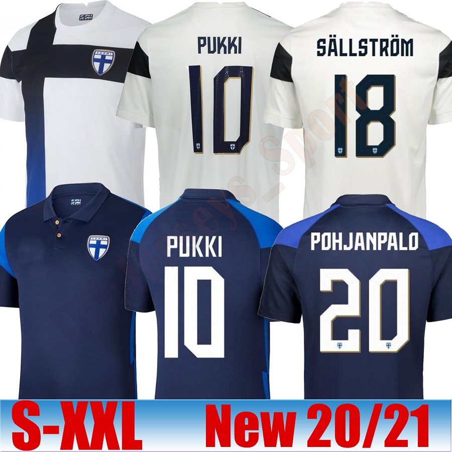 

NEW 2020 Finland Soccer Jerseys New PUKKI SKRABB RAITALA JENSEN LOD Home White Football Shirt Short Sleeve Adult Uniforms, Black