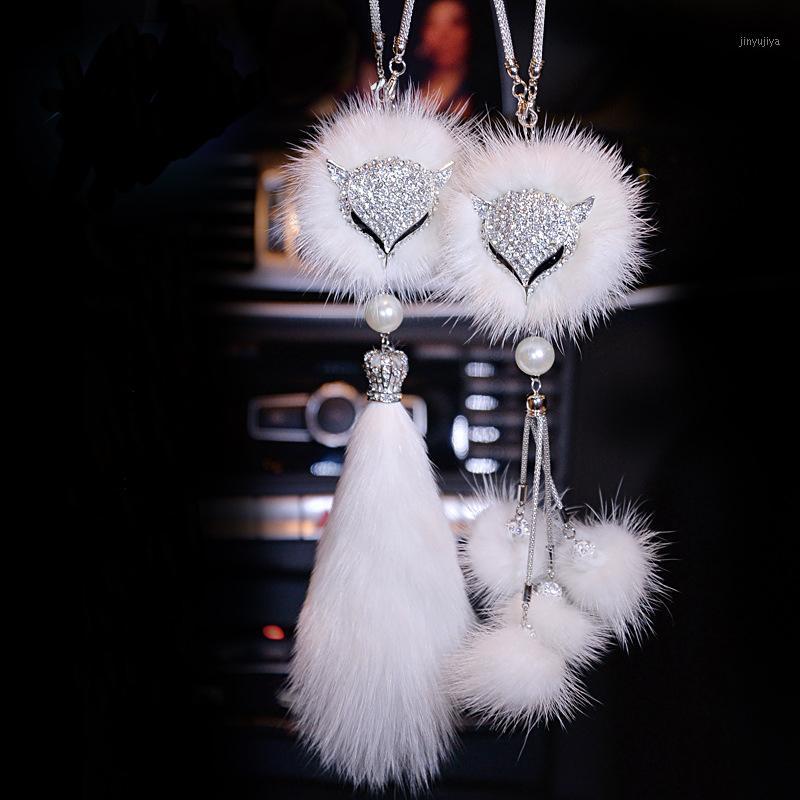 

Car Rear View Mirror Pendant Cute Plush Little Charm Keychains Crystal Diamond Ornaments Girlfriend Birthday Gifts Keychain1