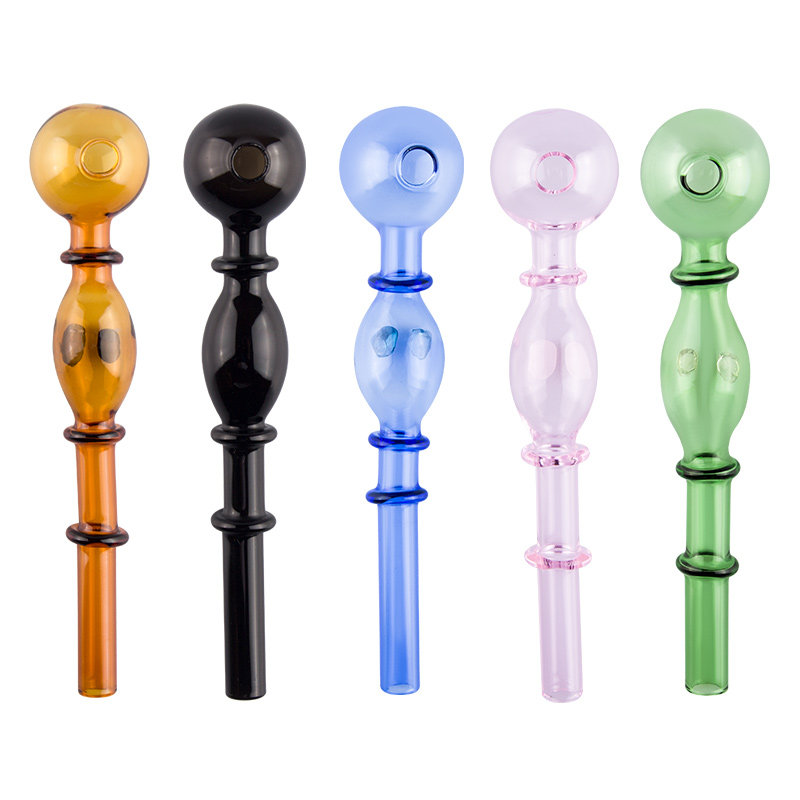 

CSYC Y146 Smoking Pipes About 14cm 30mm OD Bowl Oil Burners 2 Colorful Dots Boro-glass Stand Glass Pipe