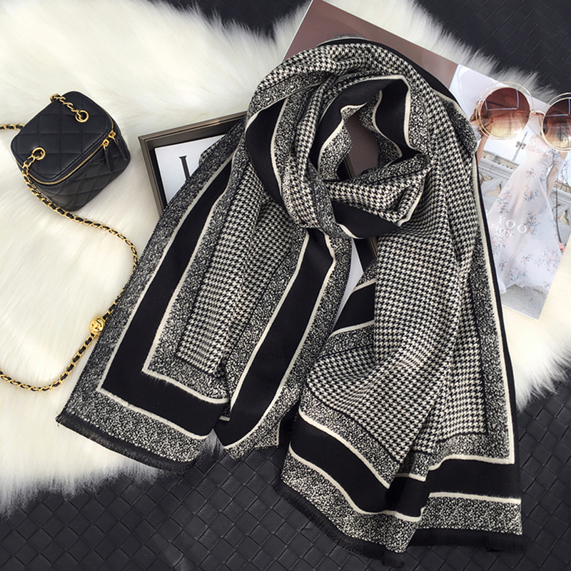 

2021 New Brand Houndstooth Cashmere Women Men Winter Plaid Scarf Holiday Gifts 3vmm