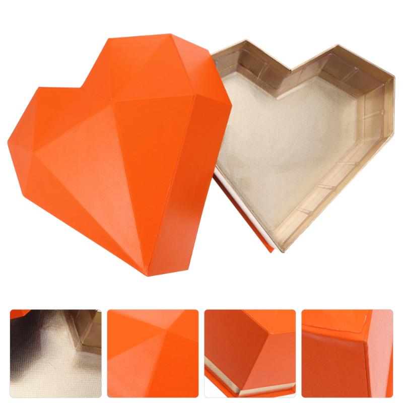 

Valentine's Day Flower Case Creative Heart Shape Flower Wrapping Gift Box, Orange