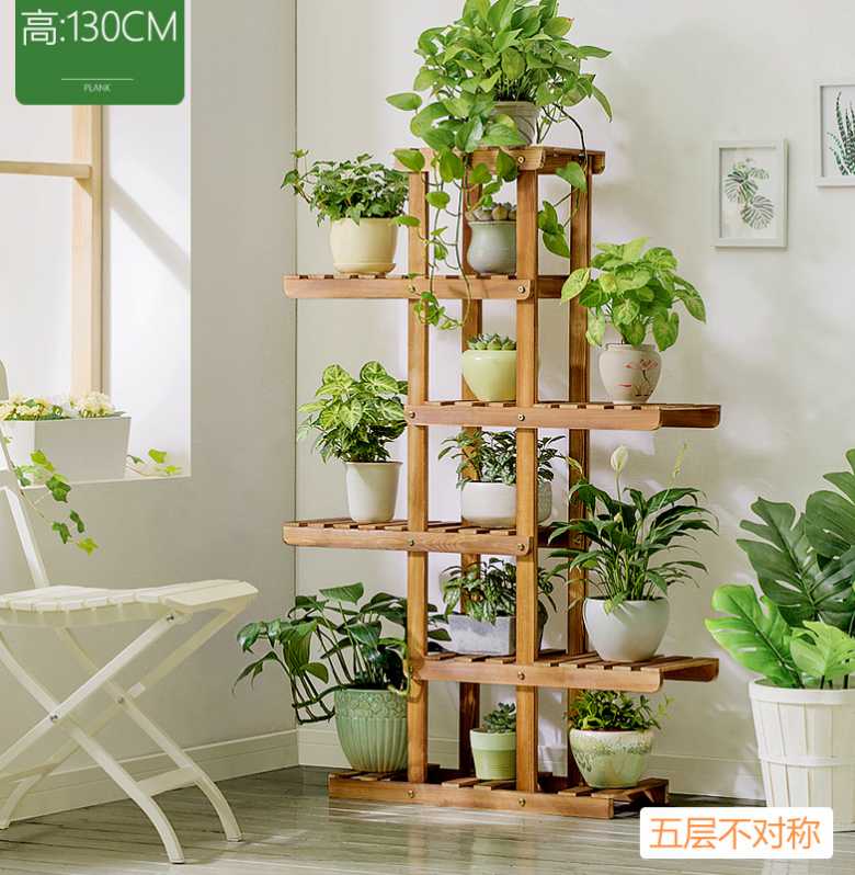 

Hooks & Rails Solid Wood Flower Shelf, Green Rose Basin, Multi Floor Type, Balcony, Living Room Decoration