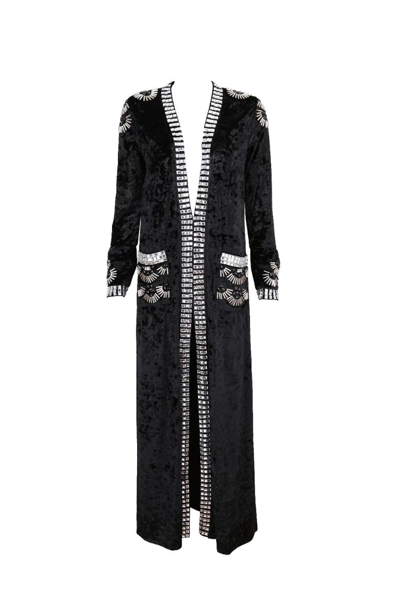 

Top Quality 3 colors Fashion Women Coat Black Grey Brown Beading Long Faux suede Coat Hot Sale 2020