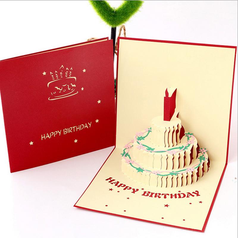 

Birthday Gift 3D Cake Card Theme Handmade Birthday Greetings Cards 3D Popup Cards Creative Card Present