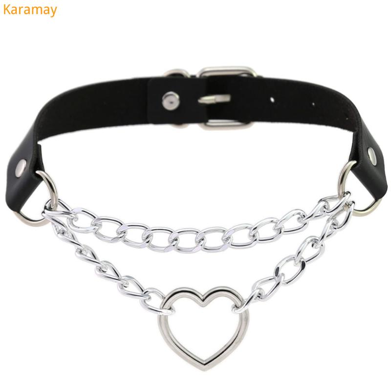 

Chokers Heart Choker Goth Neck Chain Punk Collar For Women Girl Black Leather Chocker Kawaii Cosplay Jewelry Grunge Accessories