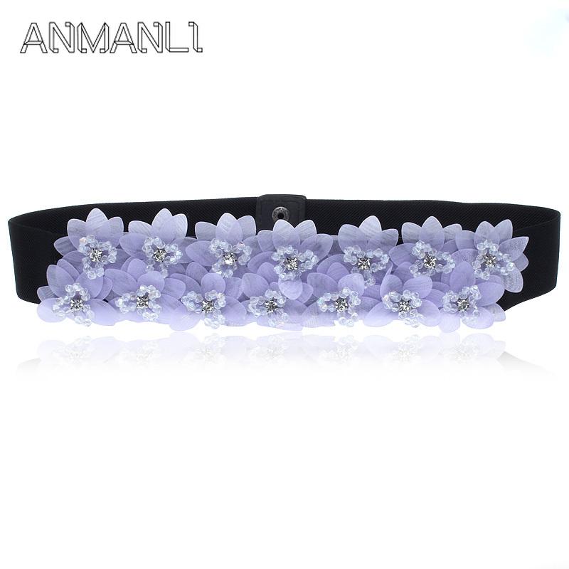 

Belts White Rhinestone Waist Belt For Women Ladies Elastic Band Colorful Crystal Bead Corset Strap Dress Accessories DP05