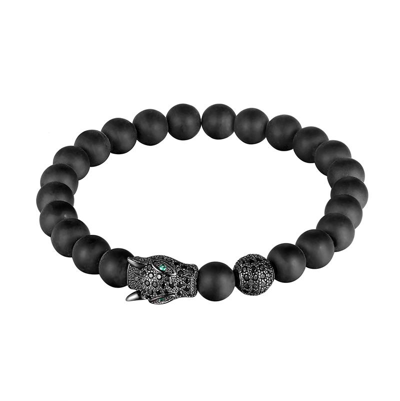 

JAAFAR Charm leopard natural charm elastic bracelet with men's bracelet 8MM pearl jewelry men's fashion punk