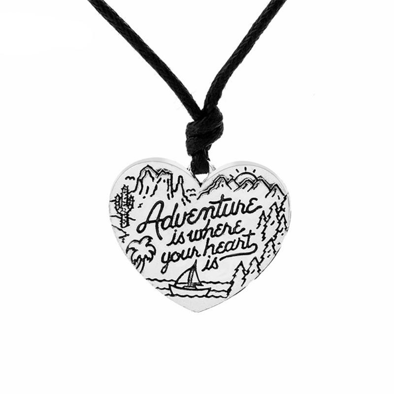 

Pendant Necklaces 10PCS Heart Pendants ADVENTURE IS WHERE YOUR Summer Beach Charm Necklace For Lover Gift Jewelry