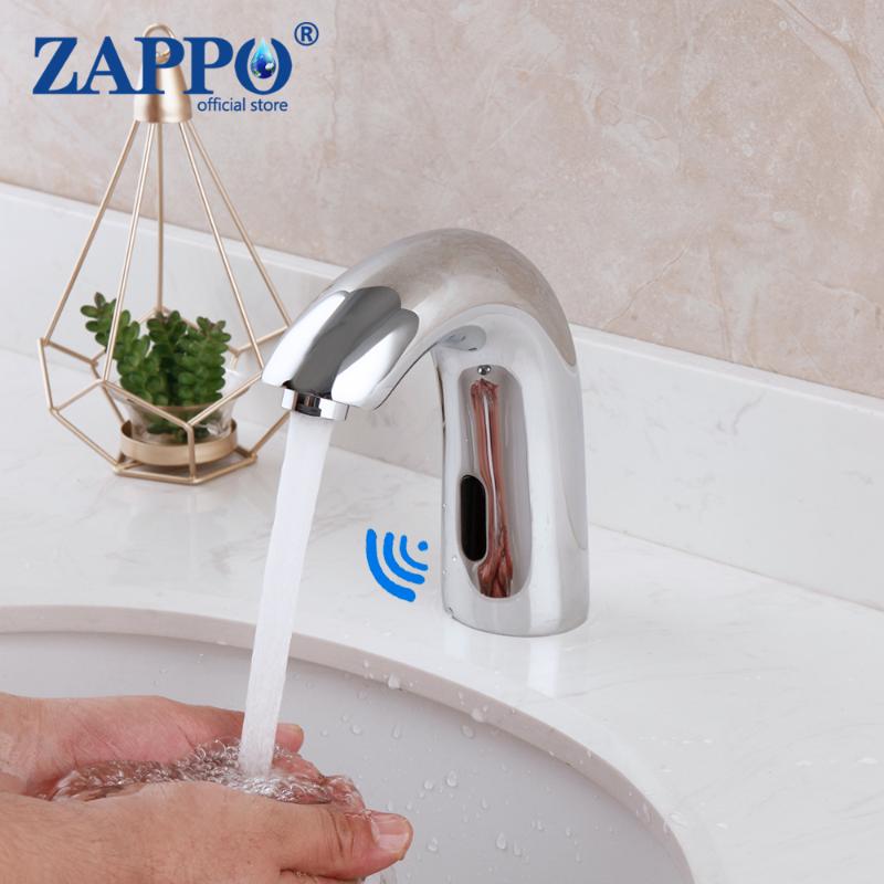 

ZAPPO Luxury Chrome Finish Bathroom Basin Faucet Automatic Sensor Faucet Hot & Cold Water Mixer Touch-Free Infrared Tap Faucets