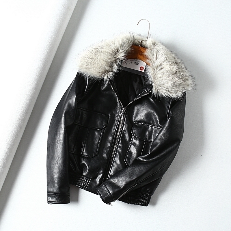 

New Women 2021 Hot Winter From the Leather with Fur Collar Black Lady Outerwear Female Autumn Jackets 1QH7, Beige