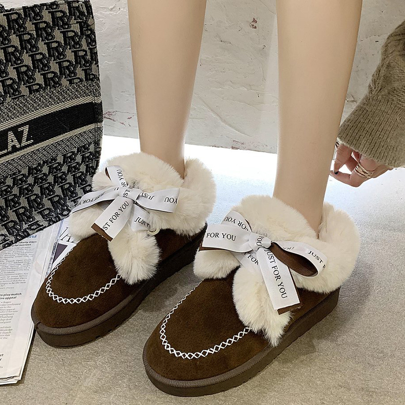 

Top winter thicken warm teddy snowboots fashionable women lace up to flat ankle boots woman casual women's platform shoes, Brown