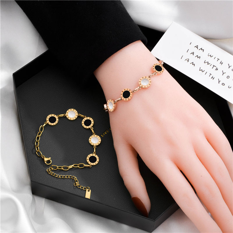 

Simple Personality Roman Numeral Bracelet Women's Net Red Titanium Steel Bracelet Honey Ins Niche Design Tide, Golden;silver