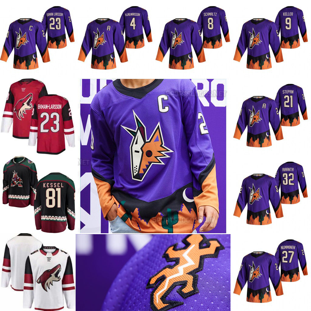 

Arizona Coyotes 2021 Reverse Retro Oliver Ekman-Larsson Clayton Keller Christian Dvorak Carl Soderberg Phil Kessel Garland Jerseys, Womens 2019 alternate