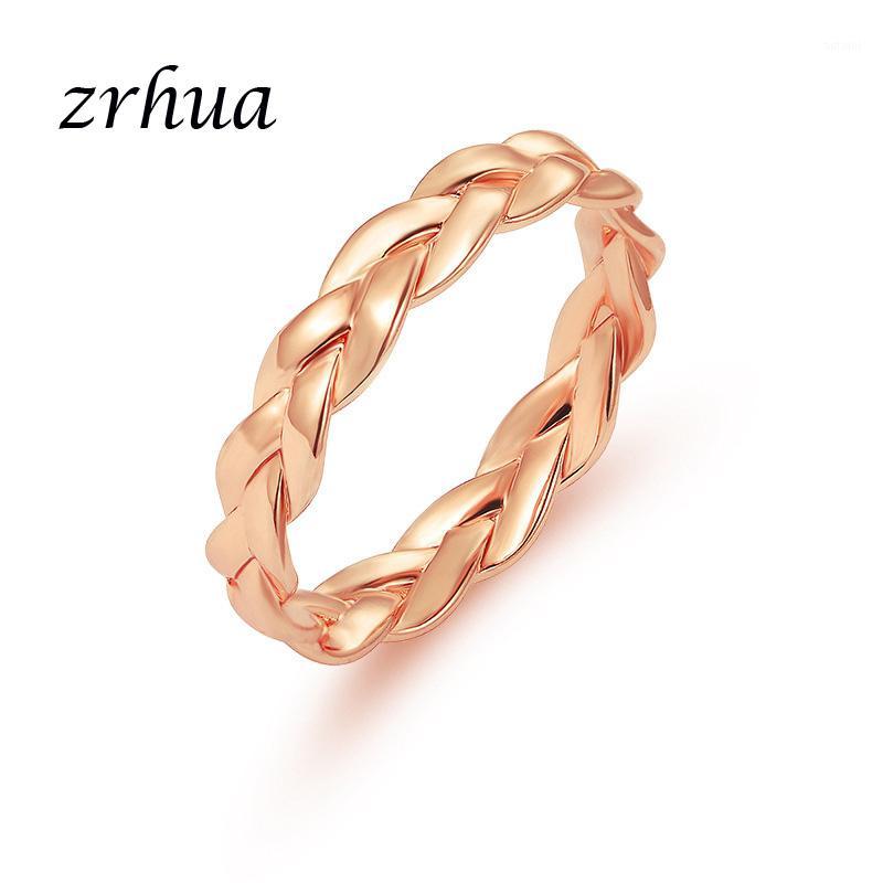 

ZRHUA Gold/Silver Color Twist Classical Metal High Quality Wedding Engagement Ring for Woman Girls Christmas Gift Rings Bague1