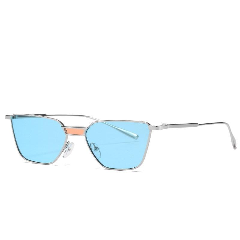 

Sunglasses 2021 Fashion Cat Eye Women Metal Frame Classic Sun Glasses Ladies Retro Mirror UV400 Oculos