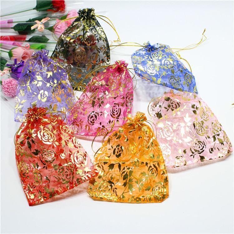 

Christmas Decorations 7x9cm 100pcs Organza Bags Wedding Party Birthday Voile Bag -stamping Customize Rose For Jewlery Necklace Gift Pack1