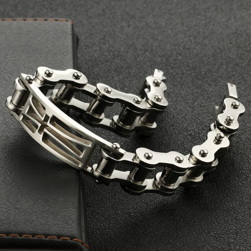 

Link, Chain Stainless Steel Bracelet For Men Steampunk Bike Cycle Link Chains Hollow Bracelets & Bangles Mens Jewelry