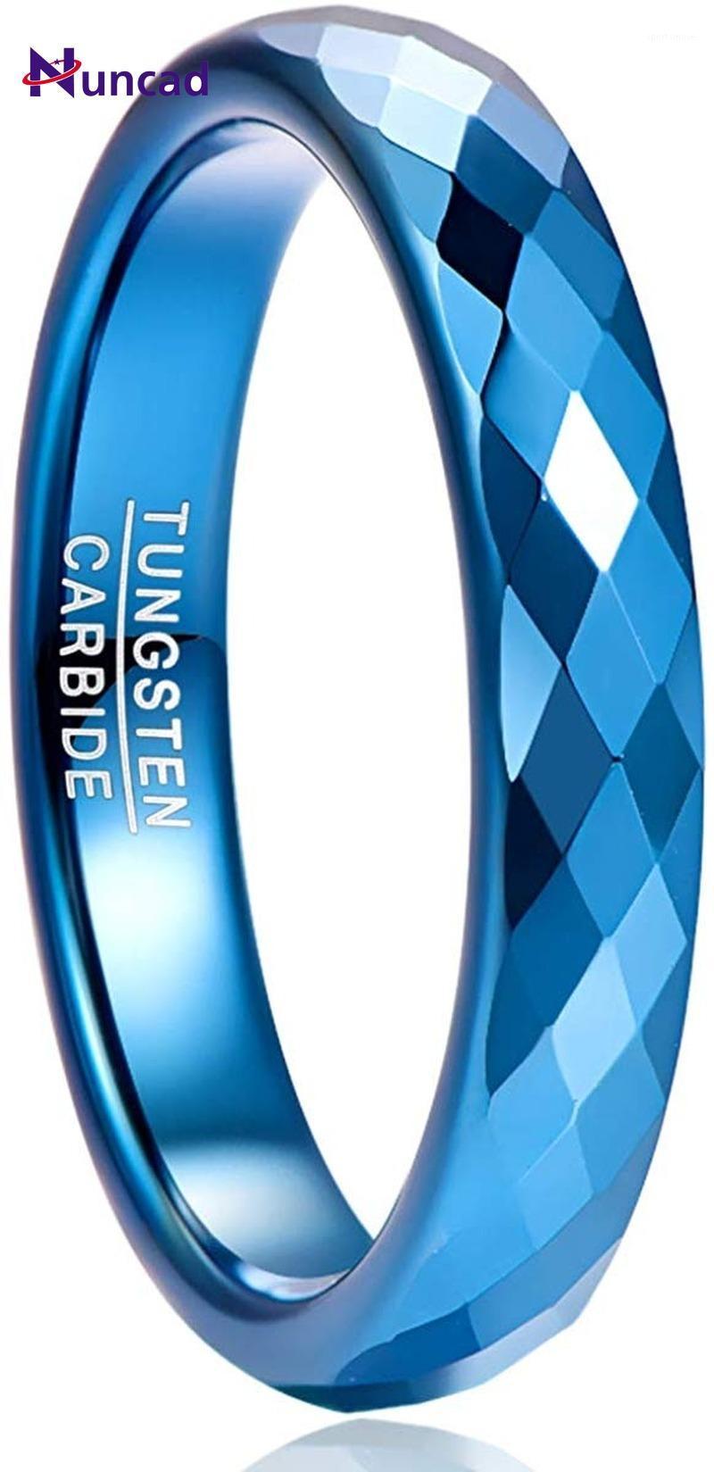 

New NUNCAD 4mm Tungsten Carbide Ring Black/Rose Gold/Blue Polished Finish Rhombic Cut Wedding Ring Comfort Fit Rings Jewelry1