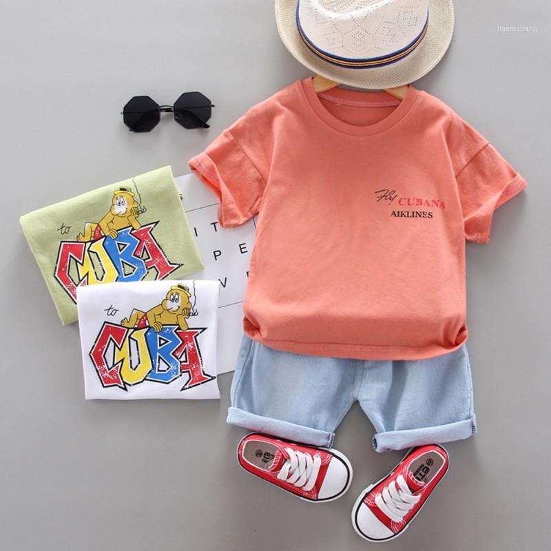 

Summer Baby Boys Clothes 2pcs Cartoon English Print Short Sleeve T-shirt+Shorts Suit1, Army green