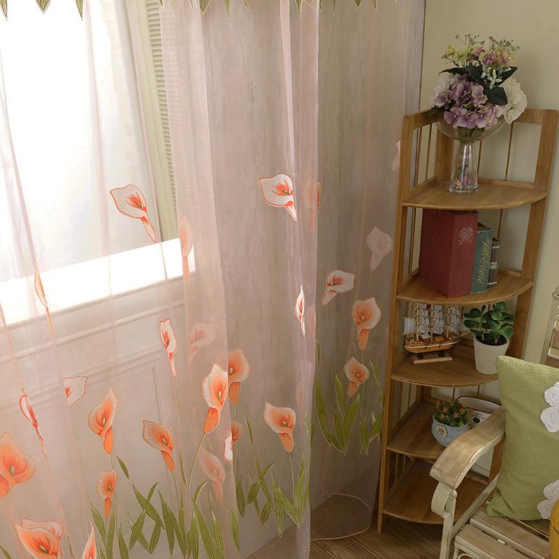 

Nice Door Drape Panel Room Flower Sheer Voile Curtain Divider Scarf Decor Window, Violet