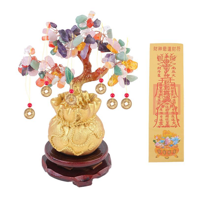 

Crystal Lucky Tree Decor Money Tree Ornament Bonsai Style Wealth Luck Feng Shui Adornment Home Decoration with Base
