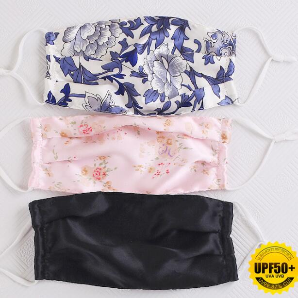 

18 colors Fashion Silk Face Mask Soft Comfortable Dustproof Masks Women Summer Thin Mouth Mask Soft Washable Breathable Face Mask