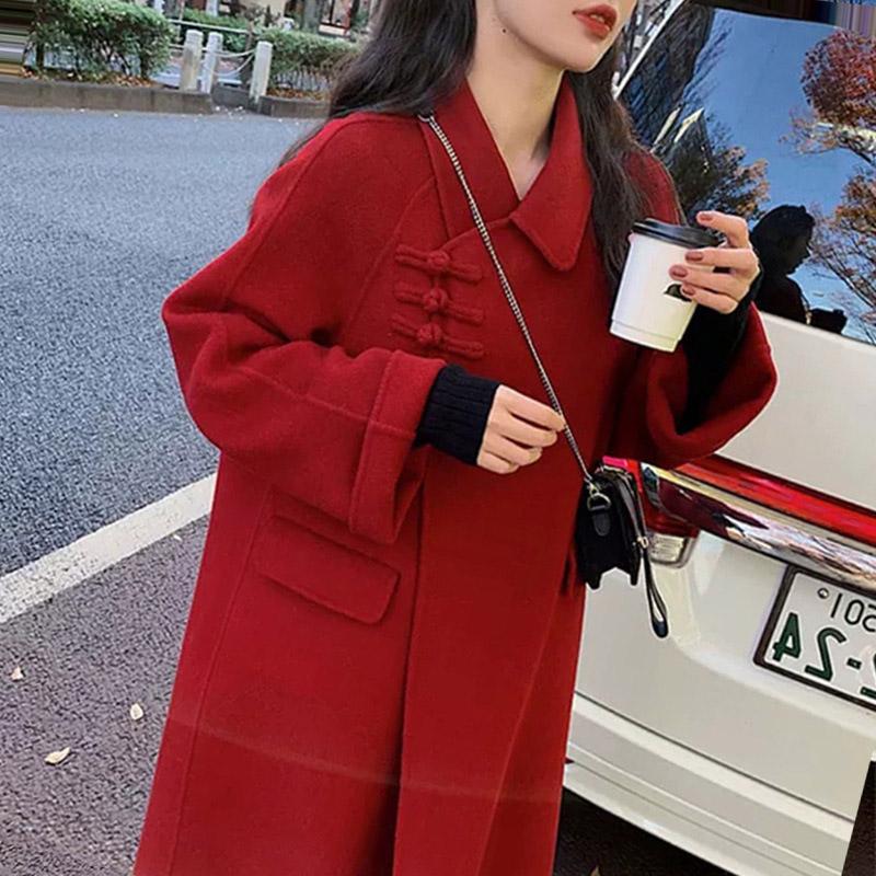 

Winter Wool Cashmere Black Coat Women Warm Outerwear Ladies Long Trench Coats Elegant Female Office Wear Korean Fashion Clothing