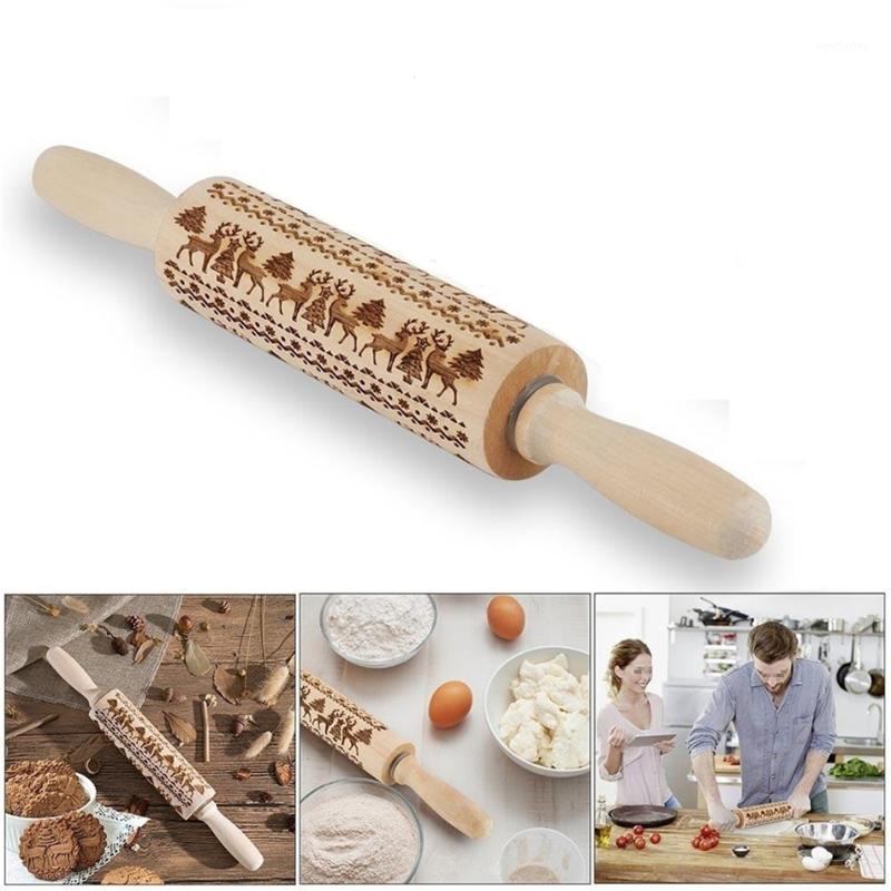 

Merry Christmas Elk Wooden Print Rolling Pin Christmas Home Decorations Decor Noel Dessert Tools New Year 2020 DIY Craft1