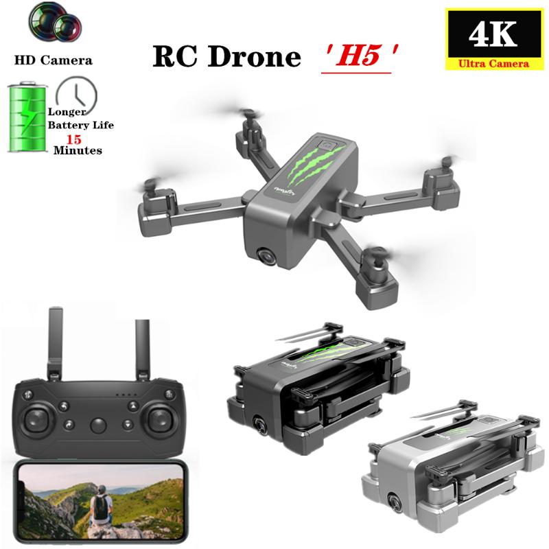 

H5 RC Drone 4K HD ESC Camera Wifi FPV Optical Flow Selfie Quadcopter with Stabilization Gimbal 50X Zoom ESC Camera Toy