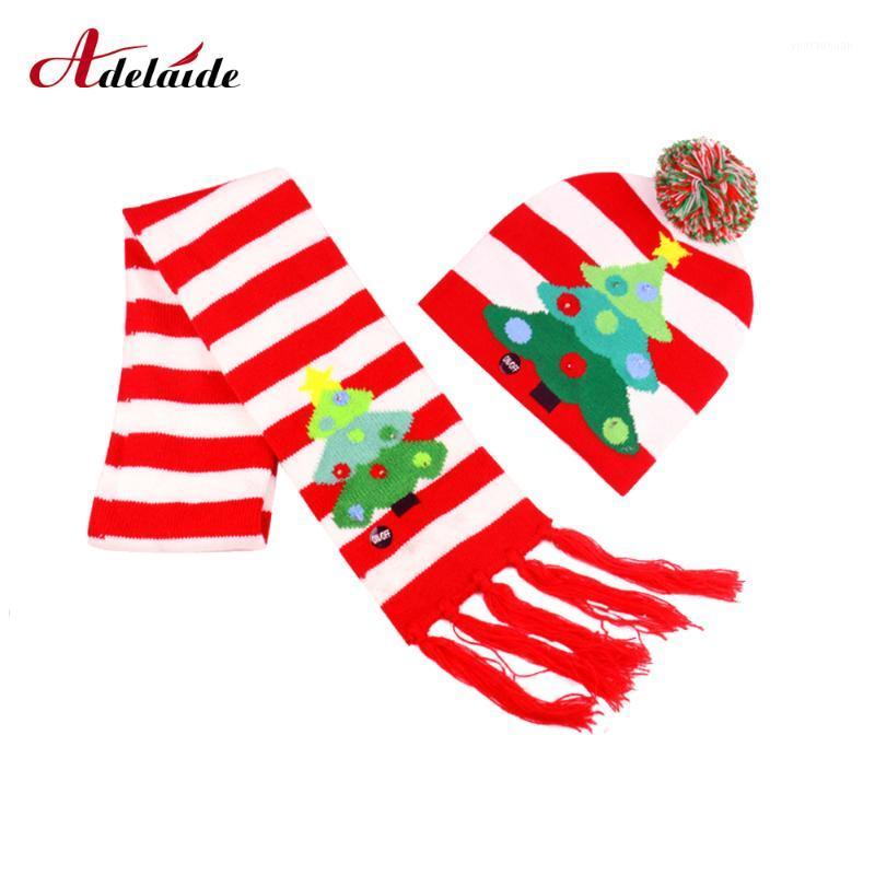 

Christmas Hat scarf Toddler Kid Baby Knitted Scarf Set 2020 New Winter Fashion Keep Warm Sequin LED Light-up Knit Hat1