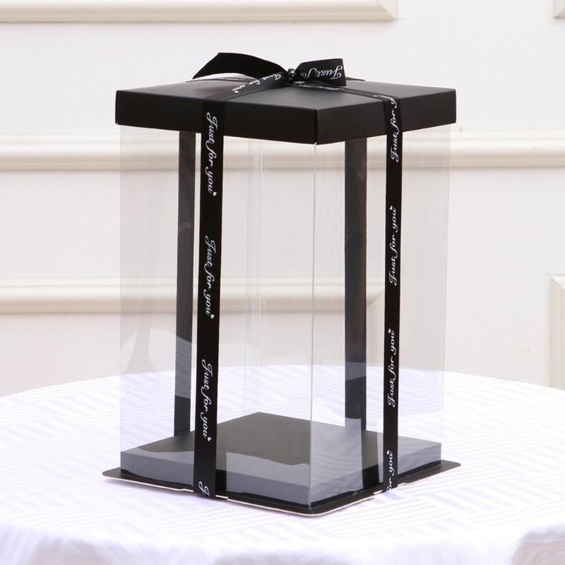 

NEW 17x17x29cm Transparent Empty Gift Box for Artificial Teddy Bear Rose Flower Gifts Box Women Plush Bear Gift1