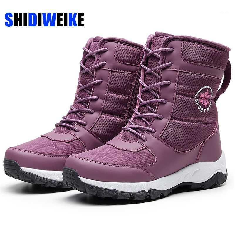 

2020 New Winter Women Boots Waterproof Keep Warm ANKLE Snow Boots Women Lace-up Comfortable Ladies chaussures femme AB8481, Red