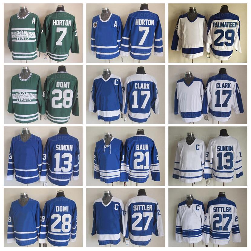 

Vintage Classic Hockey 31 Grant Fuhr Jersey Retro 28 Tie Domi 27 Darryl Sittler 17 Wendel Clark 16 Darcy Tucker 13 Mats Sundin 7 Tim Horton 75th Anniversary FengYe, Blue