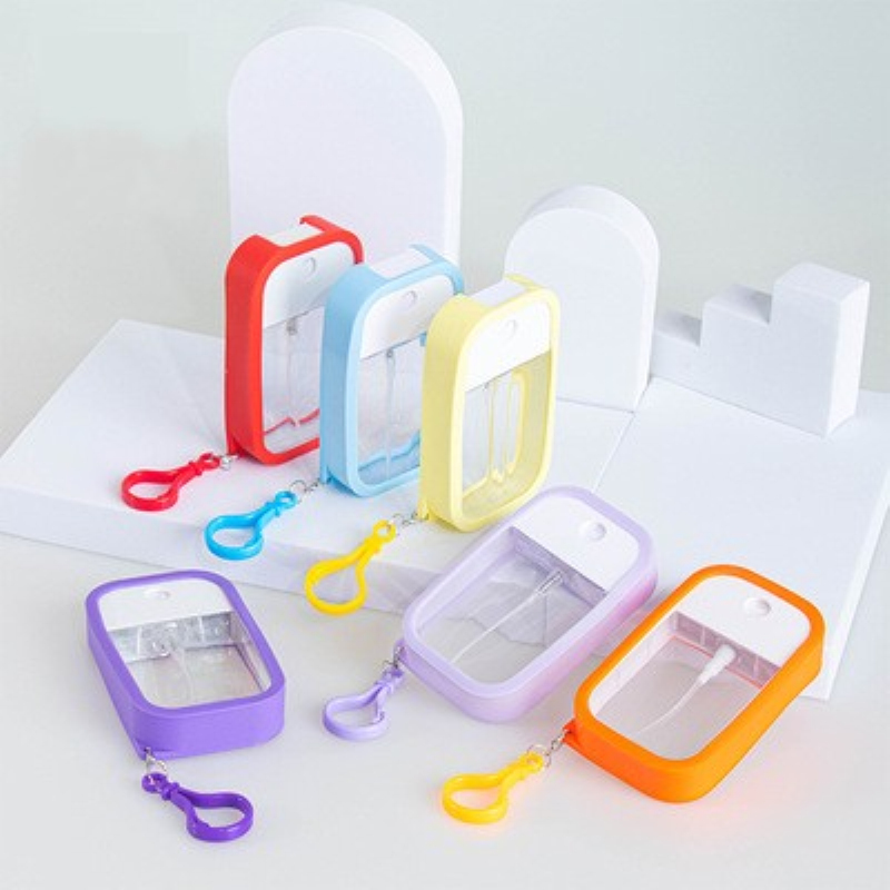 

New Trendy Colorful Silicone Keychain 45ML Portable Hand Sanitizer Perfume Bottle Key Chain Key Ring Pendant