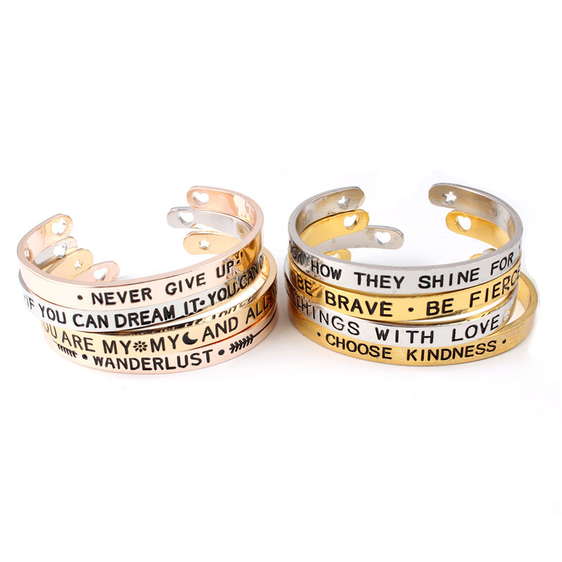 

Nkeybbon 8 Pieces/set Hot Sale Charm Bracelets Women Jewelry Inspirational Letter for Men Gift Friendship Gifts