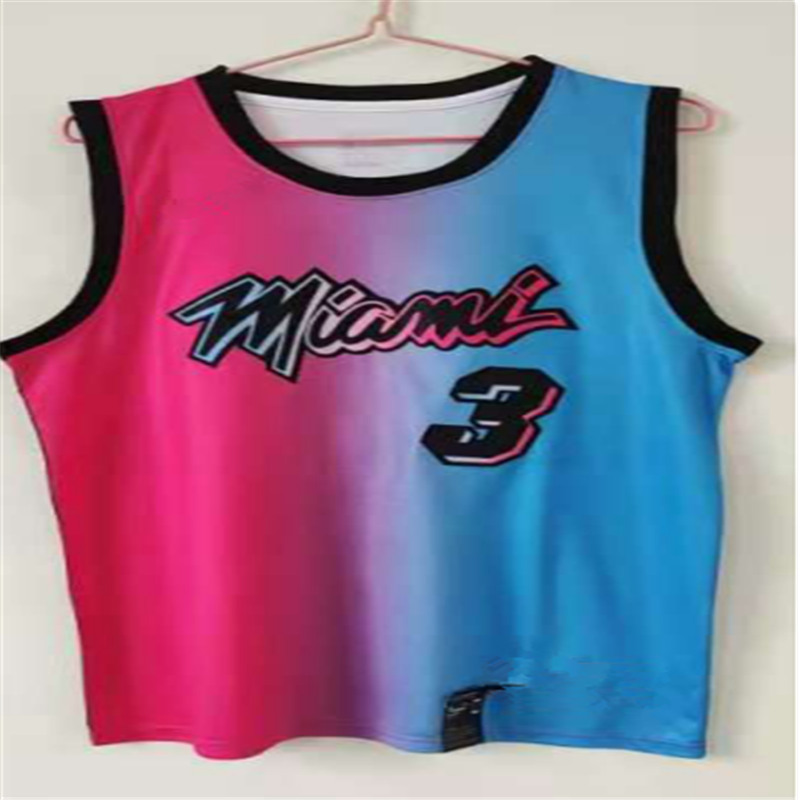 

Men Youth 3 Wade 13 Adebayo Jimmy Butler Miami Heat Blue Pick City 2020-21 Jersey, Black;red