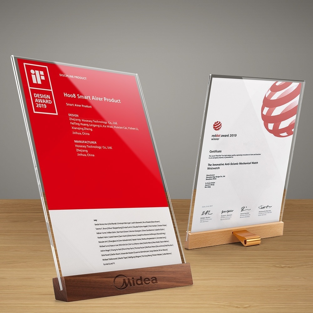 A4 Acrylic Certificate Stand Tabletop Document Frame 2 Wood Styles Picture Holder Sign Frame Card Place Note Holders-image-754641029