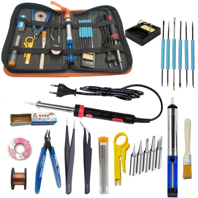 

Electronic Soldering iron kit 30W 40W 60W EU US 220V 110V soldering iron tool kit including handbag solder wire tin tweezers