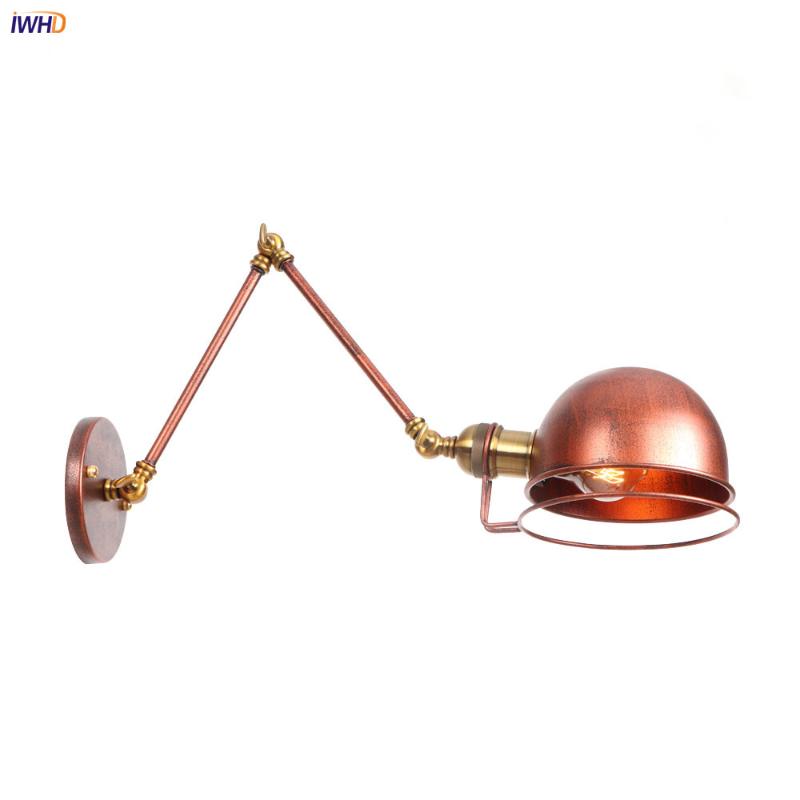 

IWHD Rust Adjustable Swing Long Arm Wall Light Fixtures Home Lighting Loft Style Industrial Vintage Wall Lamp Sconce Luminaire