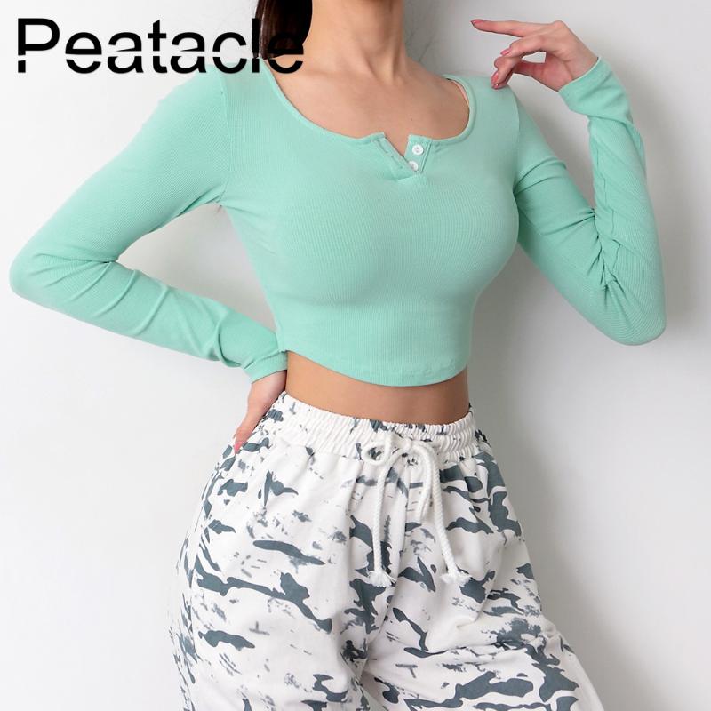 

Peatacle Sports Tight Fitness Top Women' Long Sleeve Sexy Slim Quick Dry T-shirt Running Training Yoga Clothes, Black