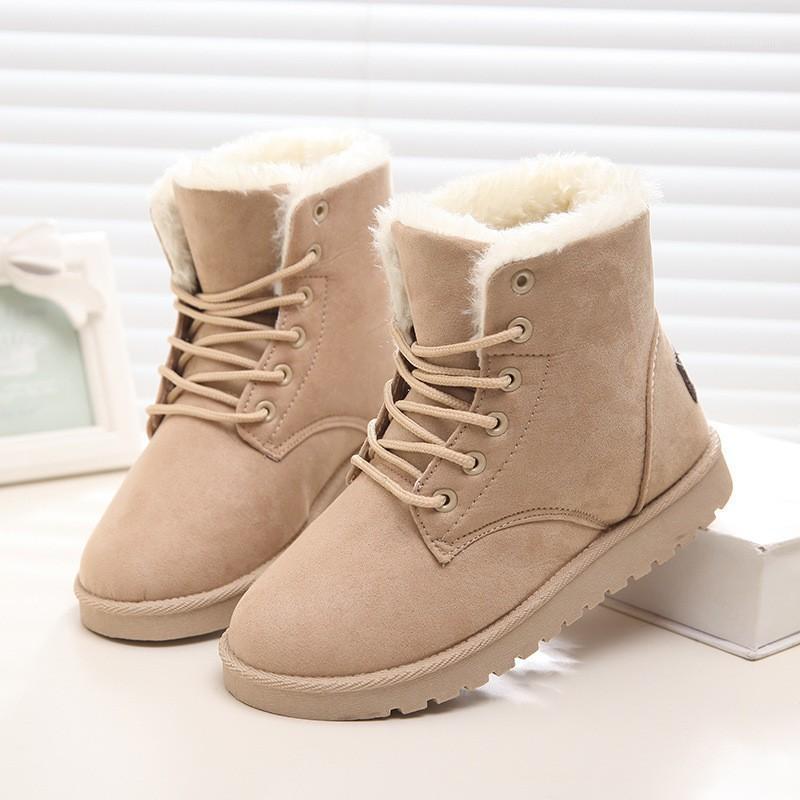 

Fashion Winter Women Boots with Fur Lace Up Ladies Winter Women Shoes Footwear Black Gray Female Cotton Snow Ankle Boots1