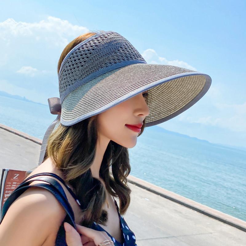 

Straw Hat Women's Beach Big Brim Seaside Vacation Sun Hats Foldable Summer Sun Cap Sombreros De Mujer Chapeau Femme, Khaki