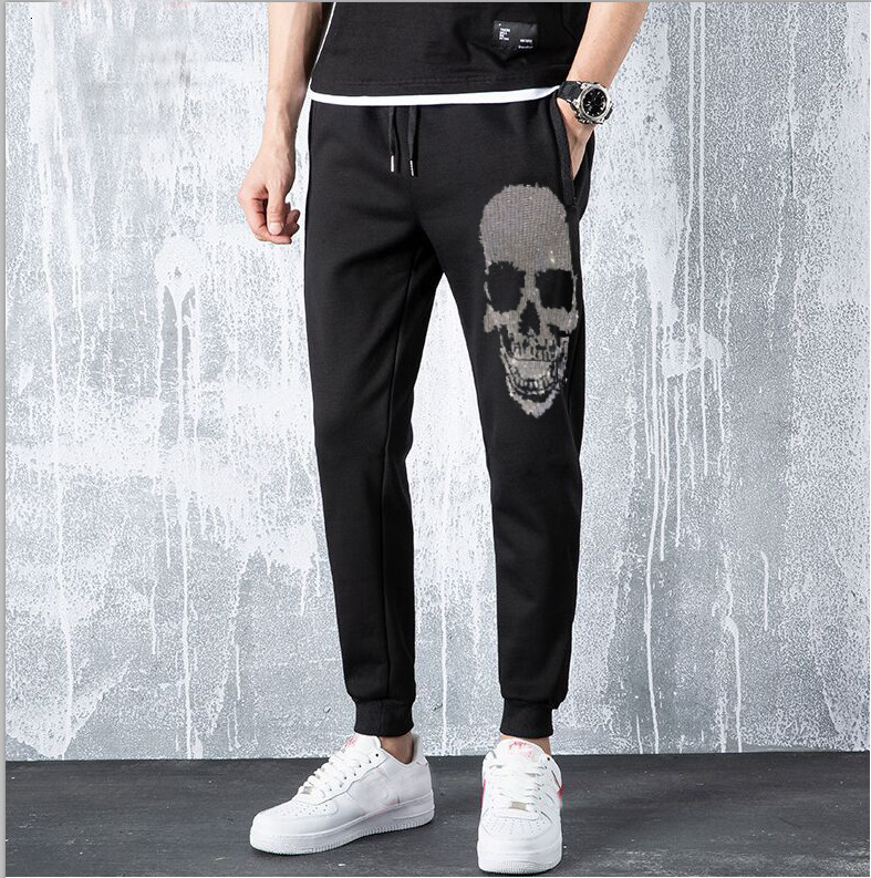 

2021 Autumn Men Hip Hop Harem Joggers New Male Trousers Mens Solid Hot Drill Pants Rhinestones Fit Sweatpants Iuxi, As shown
